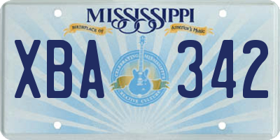 MS license plate XBA342