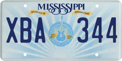MS license plate XBA344