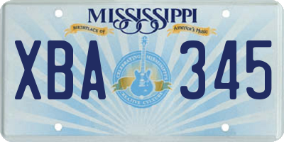 MS license plate XBA345