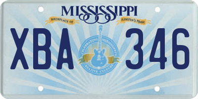 MS license plate XBA346