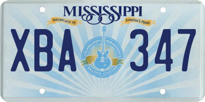 MS license plate XBA347