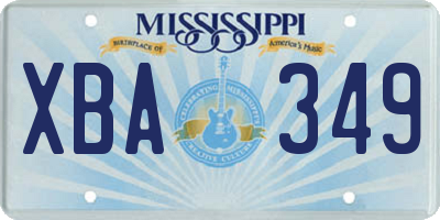 MS license plate XBA349