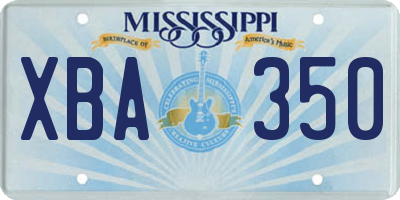 MS license plate XBA350