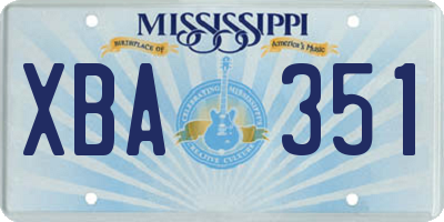 MS license plate XBA351