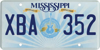 MS license plate XBA352