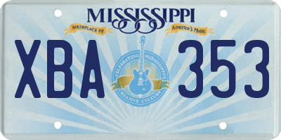 MS license plate XBA353