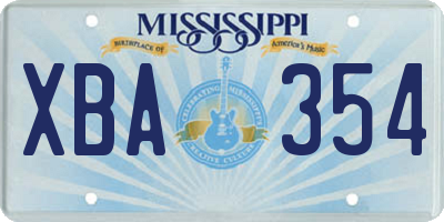 MS license plate XBA354