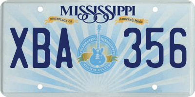 MS license plate XBA356