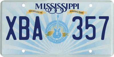 MS license plate XBA357