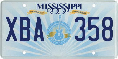 MS license plate XBA358