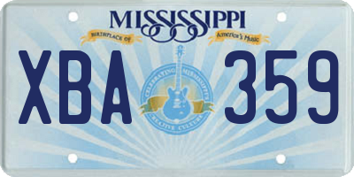 MS license plate XBA359