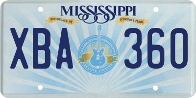 MS license plate XBA360