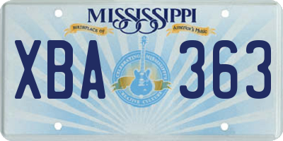MS license plate XBA363
