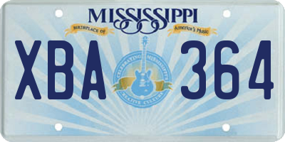 MS license plate XBA364