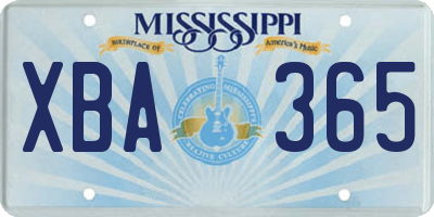 MS license plate XBA365