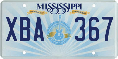 MS license plate XBA367