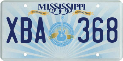 MS license plate XBA368