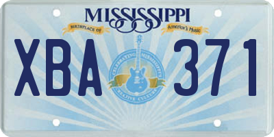 MS license plate XBA371