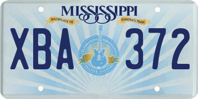 MS license plate XBA372