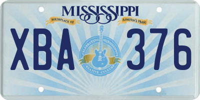 MS license plate XBA376