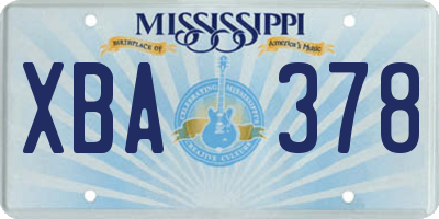 MS license plate XBA378