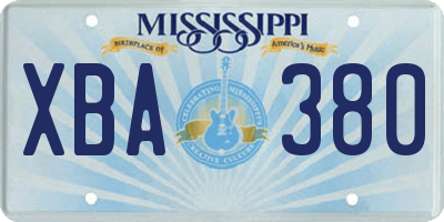 MS license plate XBA380