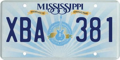 MS license plate XBA381