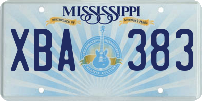 MS license plate XBA383