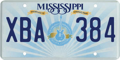 MS license plate XBA384