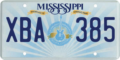 MS license plate XBA385