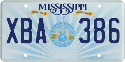 MS license plate XBA386
