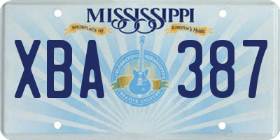 MS license plate XBA387