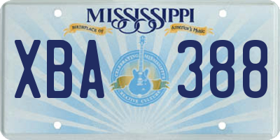 MS license plate XBA388