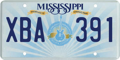 MS license plate XBA391