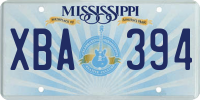 MS license plate XBA394