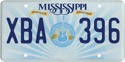 MS license plate XBA396