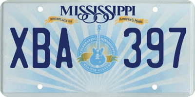 MS license plate XBA397