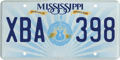 MS license plate XBA398