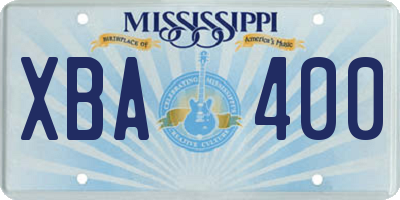 MS license plate XBA400