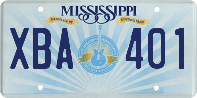 MS license plate XBA401