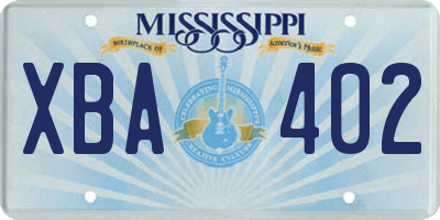 MS license plate XBA402