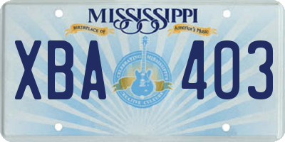 MS license plate XBA403