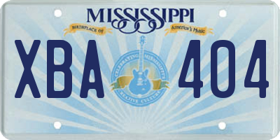 MS license plate XBA404