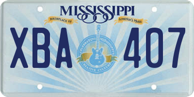 MS license plate XBA407