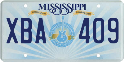 MS license plate XBA409