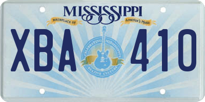 MS license plate XBA410