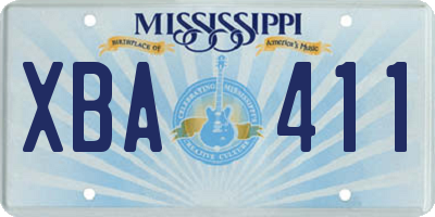MS license plate XBA411