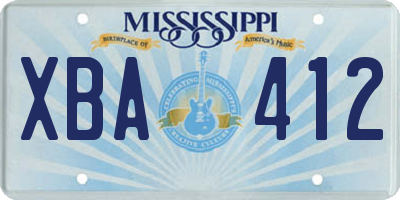 MS license plate XBA412