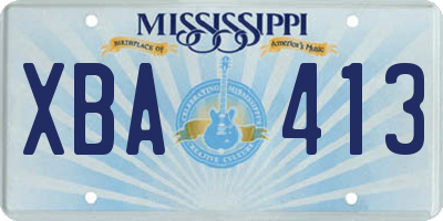 MS license plate XBA413