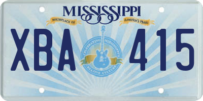 MS license plate XBA415